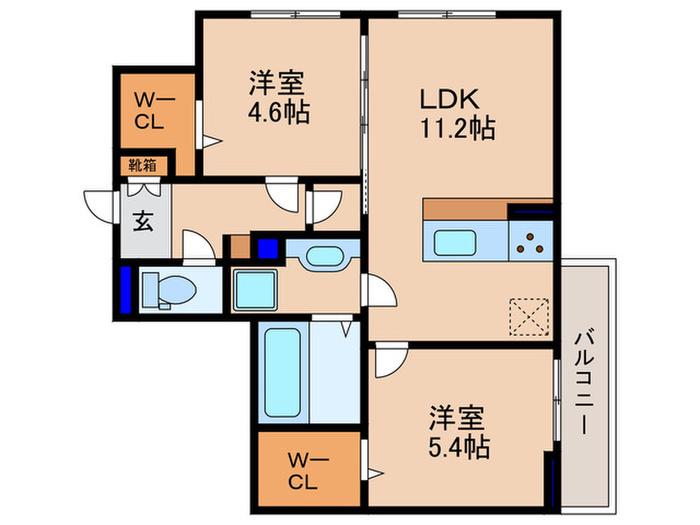 秀豊5号館(2LDK/2階)の間取り写真