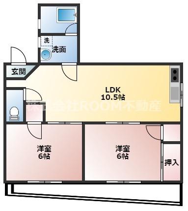 丸久第10ビル(2LDK/6階)の間取り写真