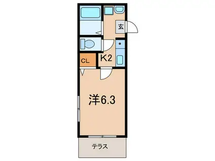 レトア赤松(1K/1階)の間取り写真