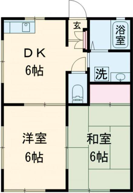 エクセルみなみI(2DK/1階)の間取り写真