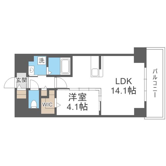 博多グランドレジデンス(1LDK/13階)の間取り写真