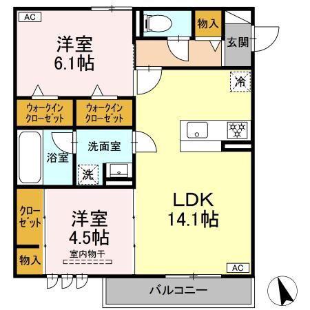 TORISIA加納南陽(2LDK/2階)の間取り写真