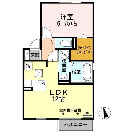 ウラノス桑名(1LDK/1階)の間取り写真