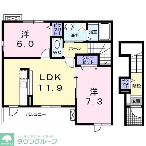 エスポワール(2LDK/2階)の間取り写真