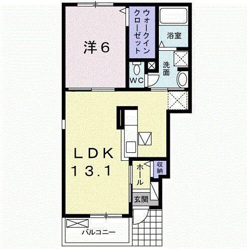 リバーヒル M(1LDK/1階)の間取り写真