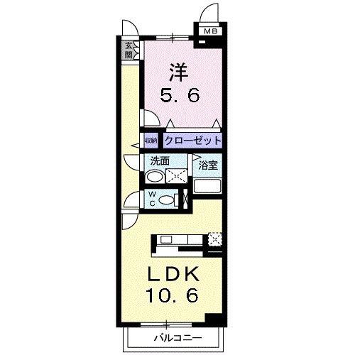 ブリアーレ・ヤマト(1LDK/3階)の間取り写真