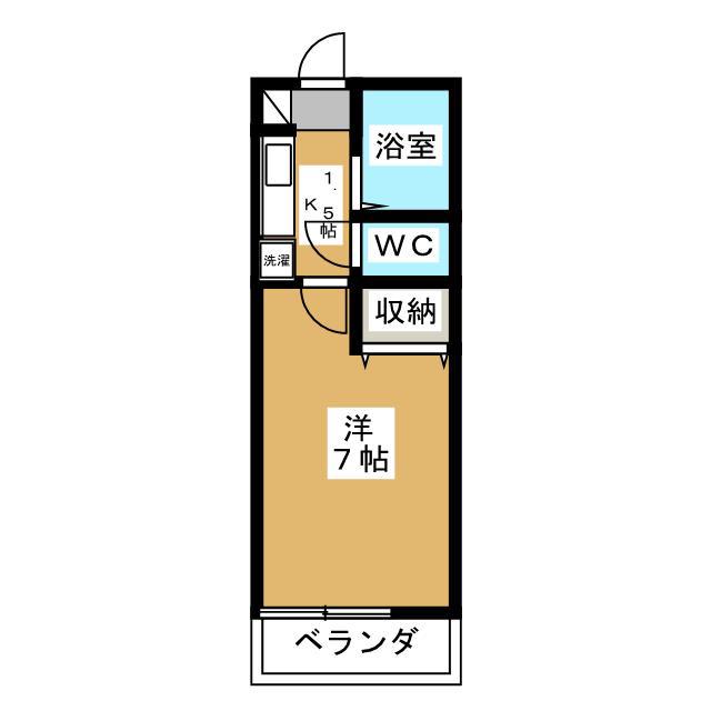 サンセベリア(1K/1階)の間取り写真