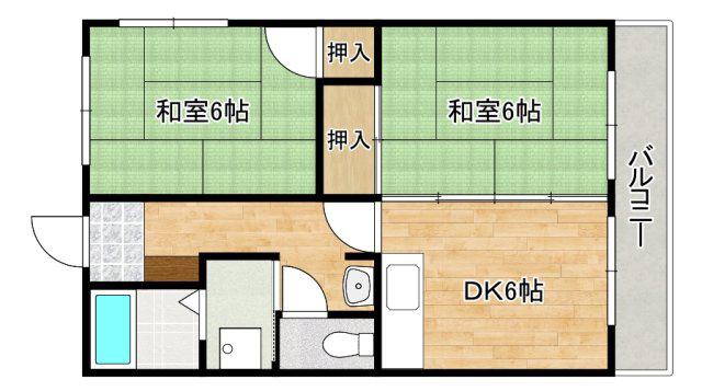 Iビル(2DK/3階)の間取り写真