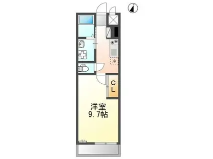 熊本市電健軍線 健軍交番前駅 徒歩5分 2階建 築3年(1K/1階)の間取り写真