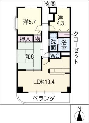 エルグランド(3LDK/1階)の間取り写真