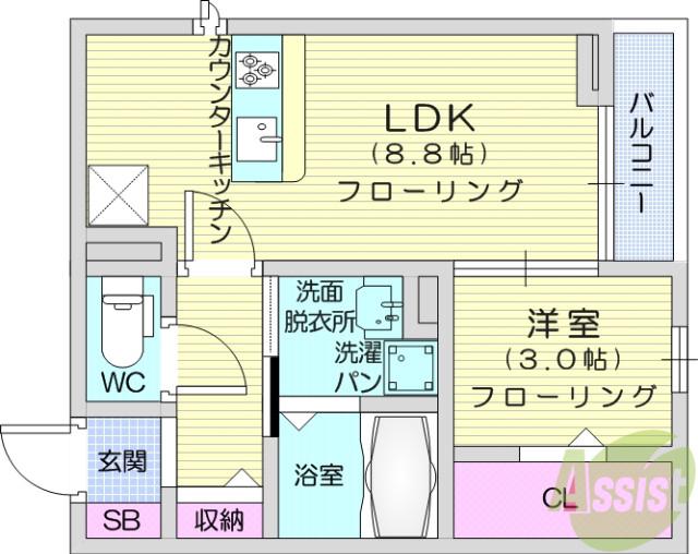 D-ROOM志波町(1LDK/1階)の間取り写真