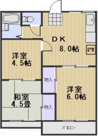メゾン河合(3DK/2階)の間取り写真