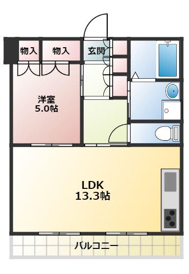 カーサリナート山王(1LDK/5階)の間取り写真