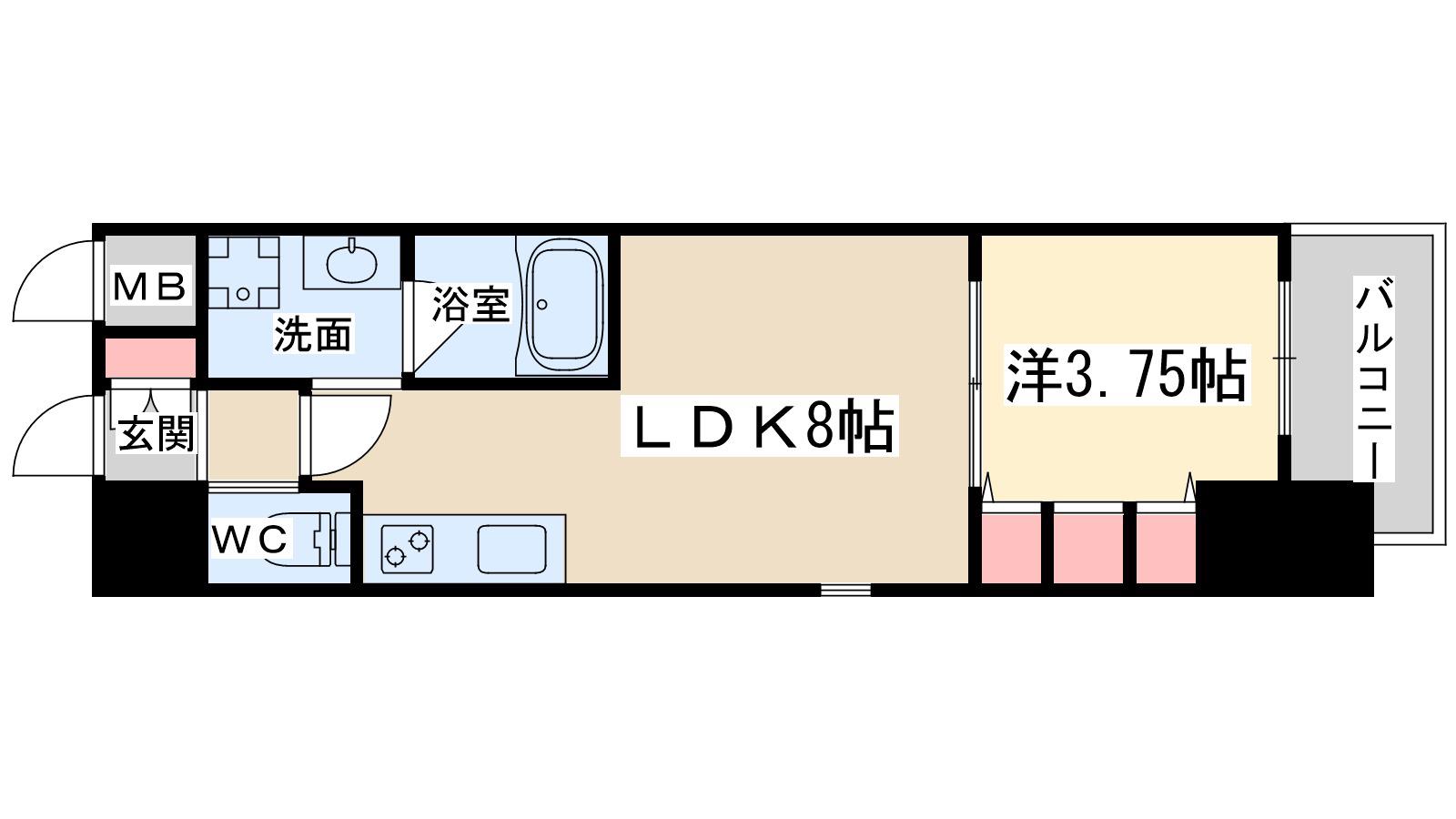 滝川公園プライマリーワン(1LDK/5階)の間取り写真
