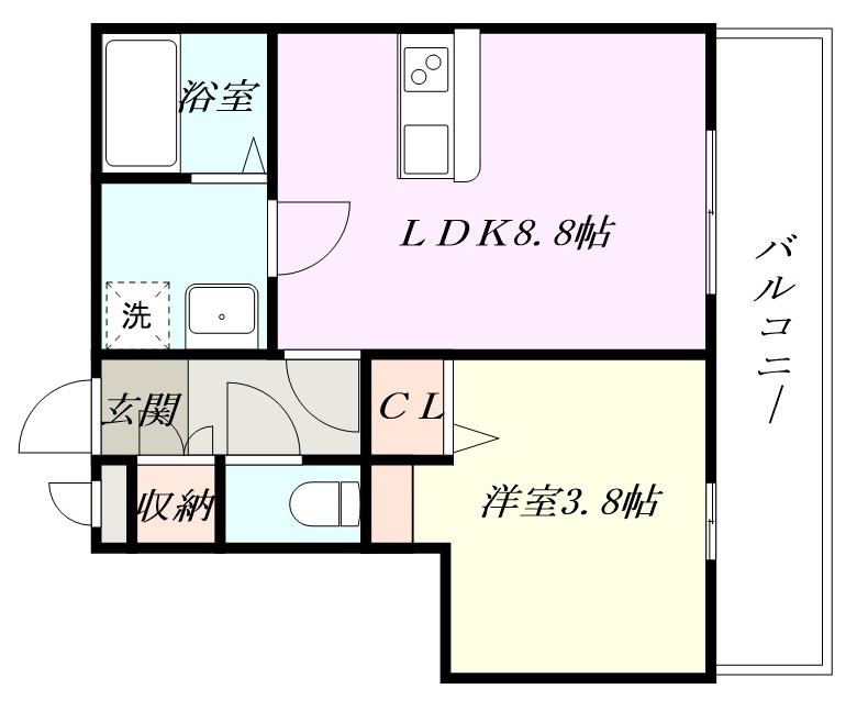 ヴィラコンフォート箕面(1LDK/2階)の間取り写真