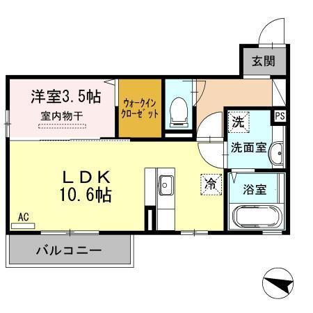 グランジェロ(1LDK/3階)の間取り写真