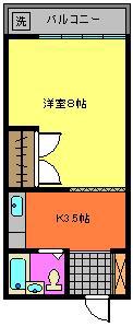 ゆりのき台21(1K/2階)の間取り写真