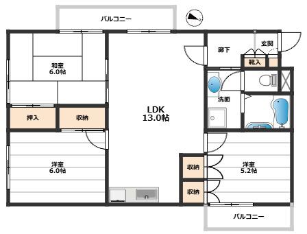 前野町ガーデンハウス(3LDK/4階)の間取り写真