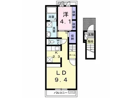 ドリーム坂本II(1LDK/2階)の間取り写真