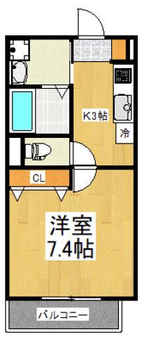 新堀2丁目アパート(1K/3階)の間取り写真