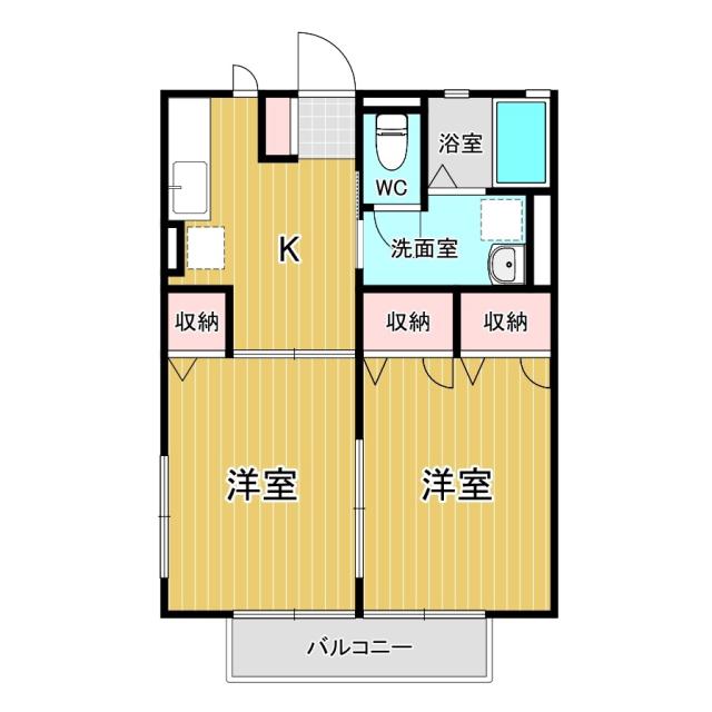 コージュ河原町(2DK/2階)の間取り写真