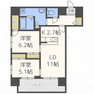 アコード23(2LDK/9階)の間取り写真