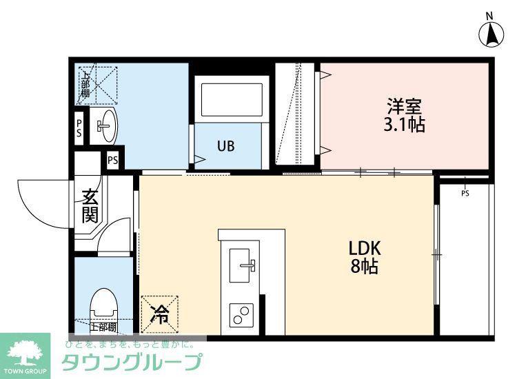 ROBOT HOME 六町III(1LDK/1階)の間取り写真