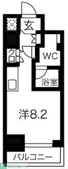 スパシエオーブ横浜(ワンルーム/9階)の間取り写真