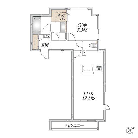  大森東4丁目メゾン(1LDK/2階)の間取り写真