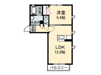 シャーメゾンセシリエールB棟(1LDK/2階)の間取り写真