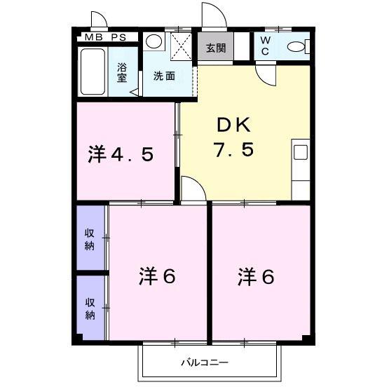 ジョイフル桜(3DK/2階)の間取り写真