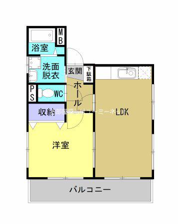 メゾンドール(1LDK/3階)の間取り写真