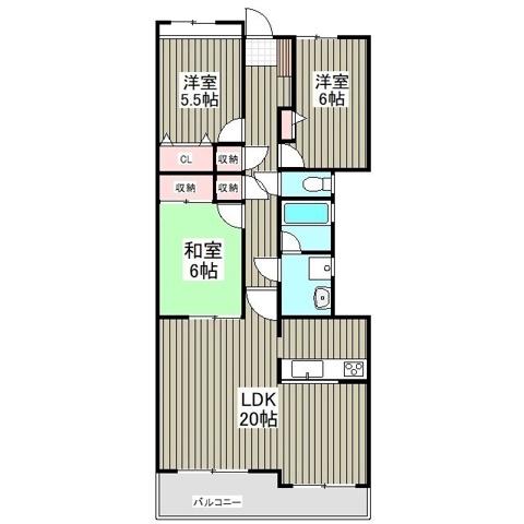 読売ランド第一マンションズ(3LDK/2階)の間取り写真