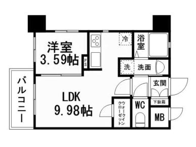 GALA PLATINUM COURT(1LDK/10階)の間取り写真
