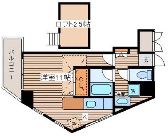 金屋町グランデ(ワンルーム/3階)の間取り写真
