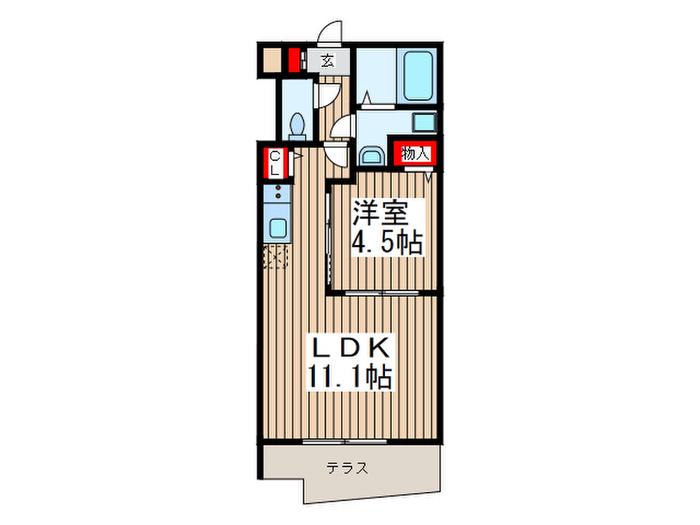 QUOLITIA本郷(1LDK/1階)の間取り写真