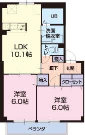 サンモール(2LDK/1階)の間取り写真