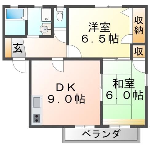アピオ千里(2DK/1階)の間取り写真
