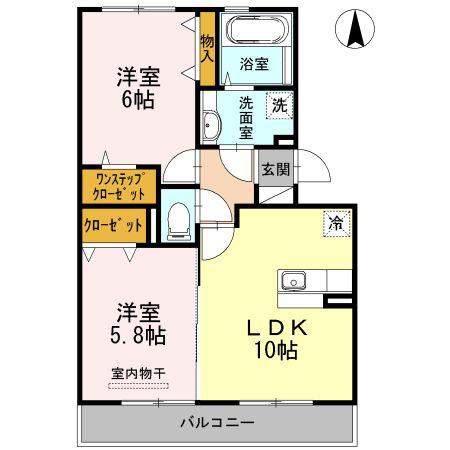 エスぺランサNOZOMI(2LDK/3階)の間取り写真