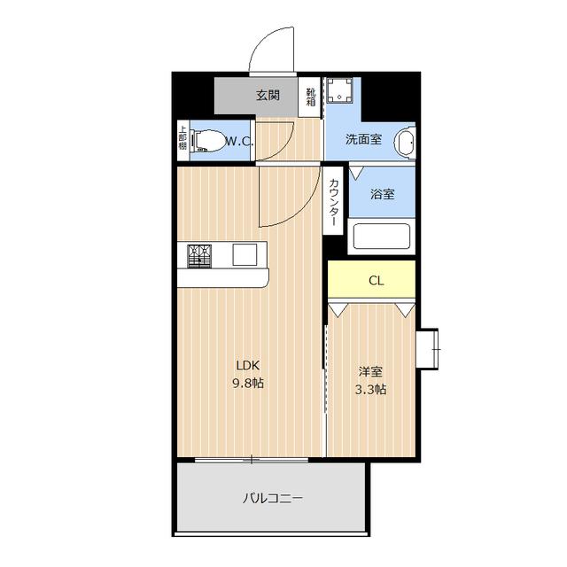 LIBTH渡辺通(1LDK/9階)の間取り写真