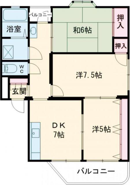 ライズマンション大町(3DK/3階)の間取り写真
