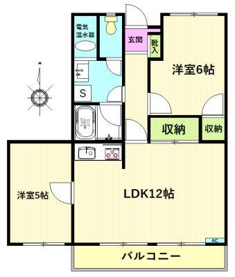 ヴィラ海老名(2LDK/6階)の間取り写真