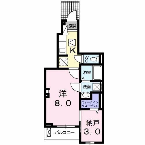 プロムナードII(1K/1階)の間取り写真