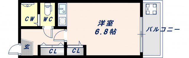 HESTA近大前(ワンルーム/3階)の間取り写真