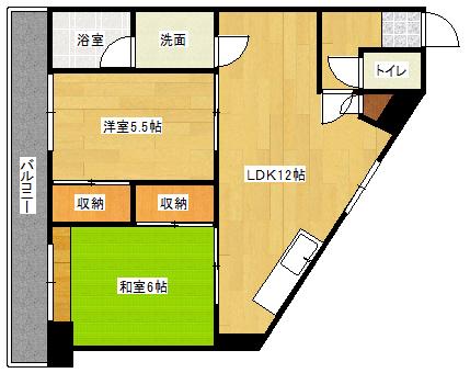 下田ハイツ(2LDK/5階)の間取り写真