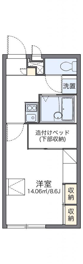 レオパレスウエストプラザ愛子(1K/2階)の間取り写真