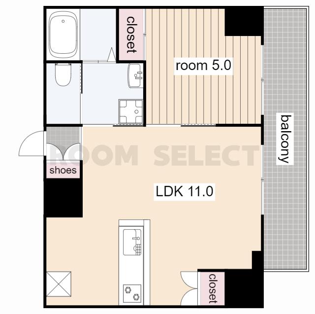 ロータス本陣通(1LDK/7階)の間取り写真