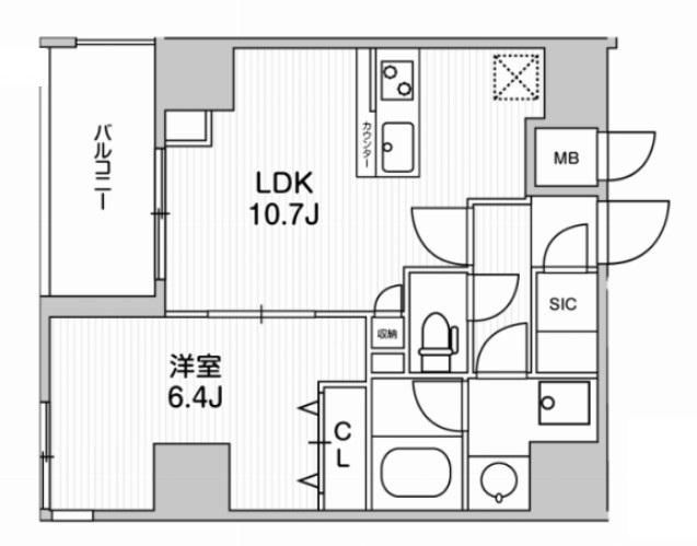 WEAVE BASE -UENO ノース(1LDK/13階)の間取り写真