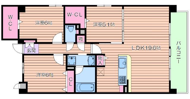 ウエストフィールド(3LDK/2階)の間取り写真