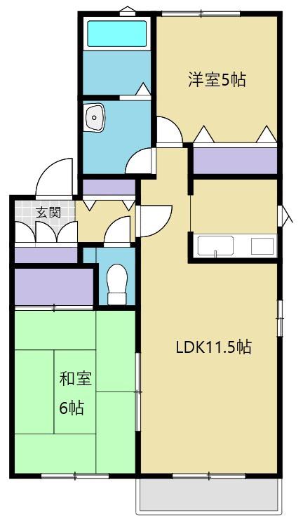 カサベルデB棟(2LDK/2階)の間取り写真
